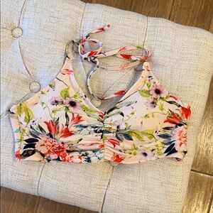 Floral Ruched Bikini Top - Hawaiian Multicolor